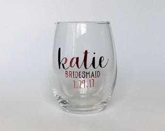 Rose Gold Wine Glasses - Bridesmaid Wine Glasses - Custom Wine Glasses - Stemless Rose Gold Wine Glass