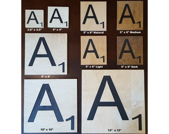 Scrabble Tiles Large Big Carved Letters 3 1/2", 4", 5" x 6", 8", 10" & 12" Maple Plywood Letter Tile oversized