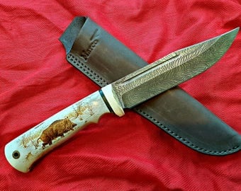 Damascus knife / Bushcraft Knife / Survival Knife / Handmade Knife / Camping Knife / Hunting Knife / Hand Forged Knife