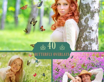 40 Butterfly Overlays, Photoshop Overlays, Flying Butterflies, Natural Butterfly Overlays, Flying Butterfly Photo Overlays, Butterfly PNG