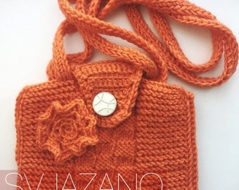 Orange bag knitted/Crochet shoulder bag