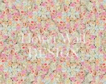 Flower Wall Backdrop with Pink, Peach and Ivory Silk Flowers - Artificial Flower Wall - Silk Flower Wall - Savannah