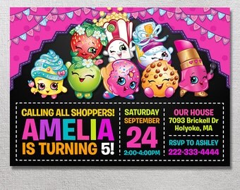 Shopkins Invitation, Shopkins Birthday, Shopkins Party Invite, Shopkins Card Printables, Printable Invitation, Shopville Digital Invites