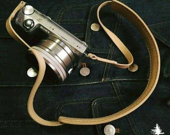 Handmade Leather camera strap,vegtan leather