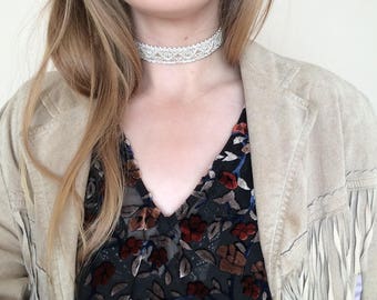 Ivory Ornate Woven Choker Necklace