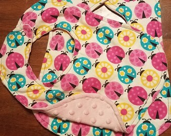 Minky and Flannel Baby Bibs for Baby Girl