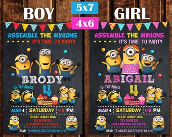 Minion invitation, Minion Birthday, Minion Party, minion birthday invitation, Minion Printable, Minions Birthday Party, Minion Card, Minion.