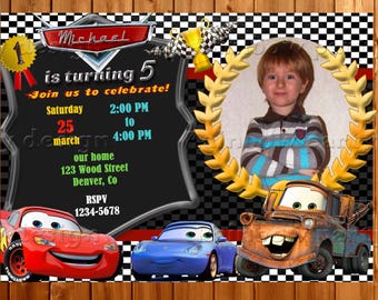 Cars birthday invitation Photo Cars invitation printables Cars birthday party Cars theme Cars party supplies lightning mcqueen cars invite
