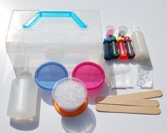 3 in 1 DIY Slime Kit - Makes Fishbowl Slime, Glitter Slime, and Clear/Glass Slime (or Glow in the Dark Slime)