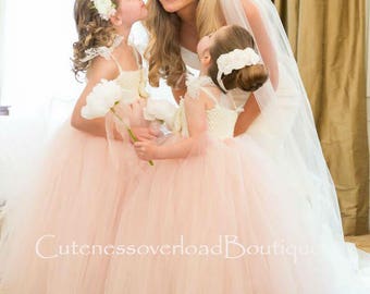 Blush Flower Girl Dress-Blush flower Girl dress-Blush girl dress-Blush pink flower girl dress-Ivory flower girl dress