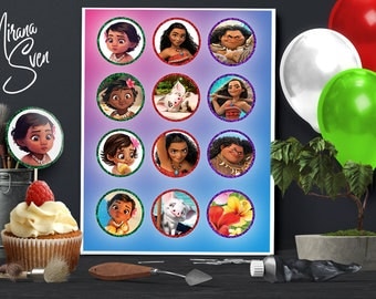 Moana Cupcake toppers/ Baby Moana Printables/Moana Toppers/ Moana Cake Toppers/ Instant Download/