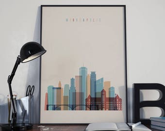 Minneapolis Art Watercolor Minneapolis Wall Art Multicolor Minneapolis Print Wall Decor Minneapolis Poster Home Decor Minneapolis Photo