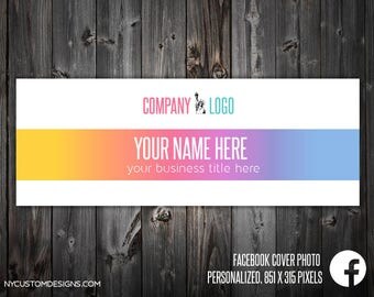 Facebook Cover Photo Image | Colored Stripe with Your Logo | Personalized