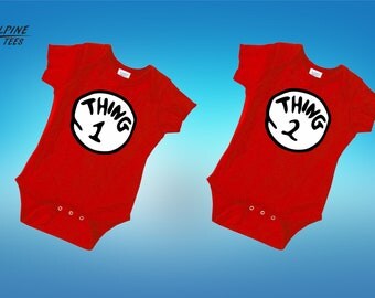 Thing 1 and Thing 2 Twin Baby Gift, Thing One Thing Two Matching Baby Outfits Clothes, Twins Baby Clothes, Baby Shower Gift Newborn Pair Duo