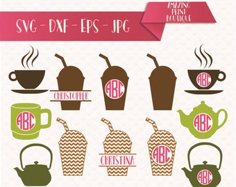 Coffee svg, Coffee monogram frames, Coffee pot cut files svg, Coffee mug svg, Coffee svg, eps, dxf, cricut, Coffee cup, but first coffee SVG