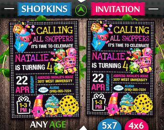 Shopkins Invitation, Shopkins Birthday, Shopkins Invite, Shopkins Party, Shopkins Printable, Shopkins Digital, Shopkins Card