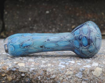 Heavy Honeycomb Glass Pipe KS25- Earth Stone Inspired 4-5" Glass Art Spoon, Handmade Smoking Bowl KS25
