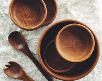 wood bowl set / salal bowls / wooden salad bowls / teak bowls