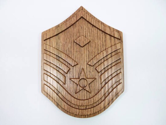 AIR FORCE First Sergeant Rank Plaque 1Sgt Carved Wood Wooden