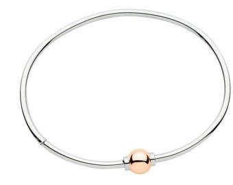 CAPE COD BRACELET Rose Gold 14k screw ball & Sterling Silver bangle, Brand New, Best Quality Guaranteed