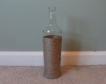 Twine wrapped decorative glass bottle - summer decor