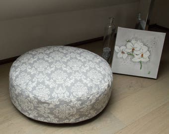 Floor pillow pouf Ø 55 x 17, versatile, grey - cream