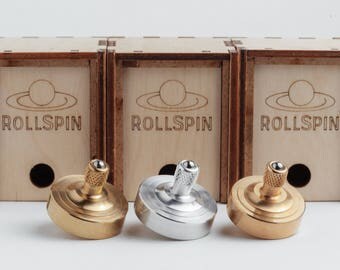 Precision spinning top & anti-stress ball. EDC gadget. Spin 5-7 min. Fidget Toy for relaxing anywhere. Gift Idea. RollSpin family