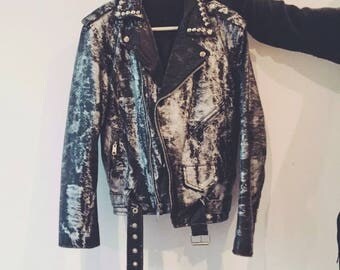 Christian Benner distressed leather jacket unisex