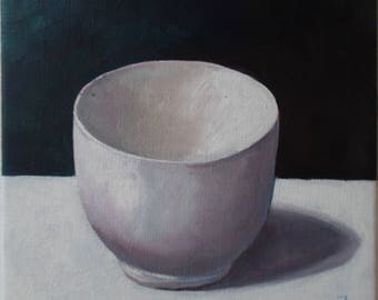 Dutch bowl in oilpaint on heavy canvas. by Dutch artist.