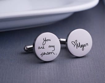 Personalized Cuff Links, Handwriting CuffLinks, Christmas Gift for Dad, Custom Cuff Links for Him