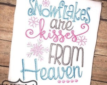Snowflakes Are Kisses From Heaven Applique T Shirt Short Or Long Sleeve Snowflakes Are Kisses From Heaven Applique T Shirt Short Or Long Sleeve