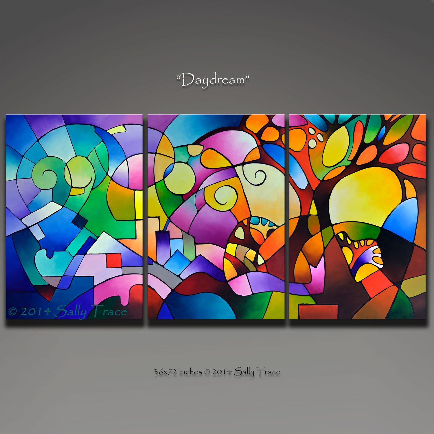 Abstract art triptych giclee prints from my original