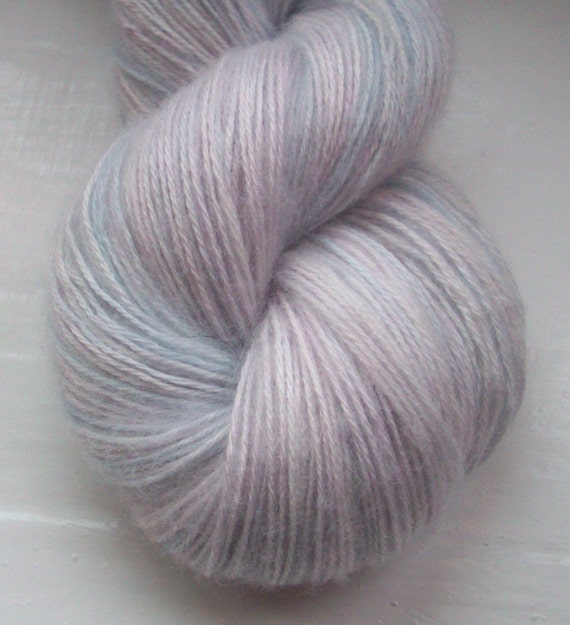 Lace weight yarn hand painted 100g. fine mohair palest pink, lilac, hyacinth blue