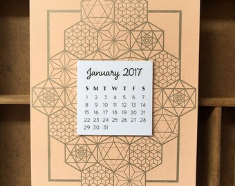letterpress hexagons mini calendar 2018