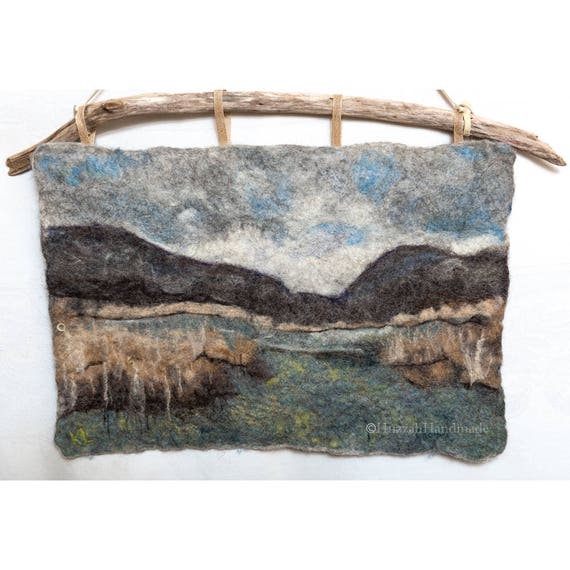 Felted Wool Painting of a River Marsh