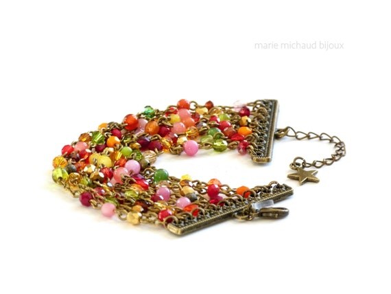 Multi strands boho bracelet, Multicolor bracelet, Multi strands bracelet, Boho bracelet, Boho chic bracelet, Winter trends, Gift for her