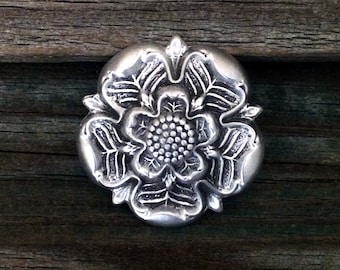 Tudor Rose Pewter Brooch Pin | Tudor Rose | English | Heraldry | Rose | Handcrafted Jewelry | Treasure Cast Pewter