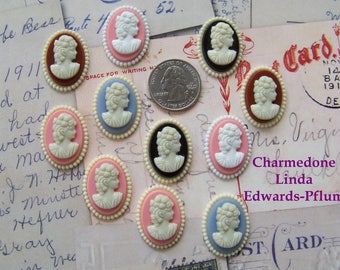Vintage Plastic Profile Cameos Lot of 11 25x18