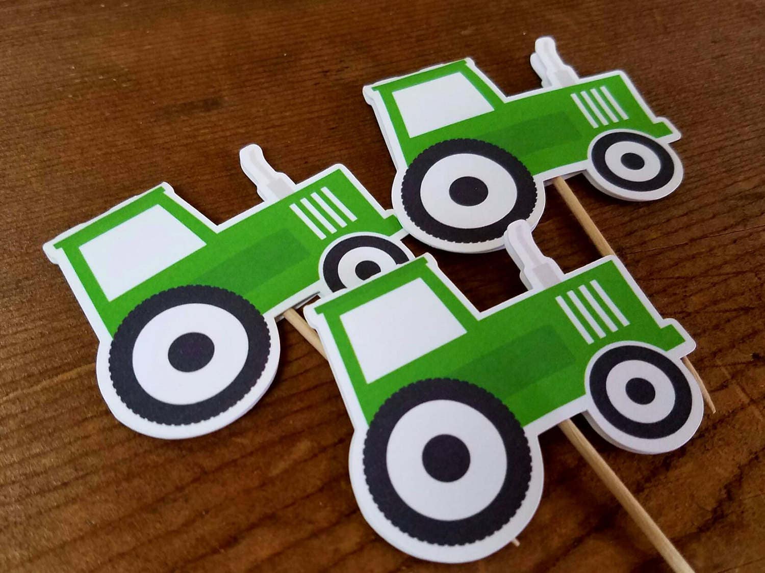 Tractor Birthday Party Set of 12 Tractor Cupcake Toppers by