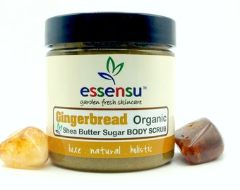 Gingerbread Organic One Step Moisturizing Exfoliating Sugar Body Scrub | Non-Greasy After Feel | Gentle Natural Body Polish | Vegan - 5 oz