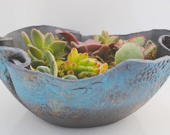 ceramic planter pot garden plant bowl window garden wavy planter