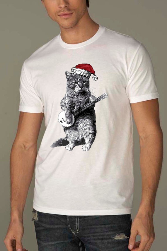 cat playing banjo t shirt