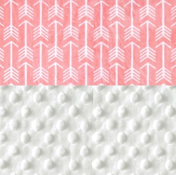 Arrow Blanket, Crib Minky Blanket Girl, 42 x 55 Coral Arrow Personalized Baby Blanket, White Coral Baby Blanket, Custom Blanket, Kids Minky
