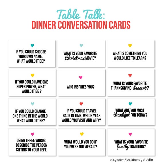 PRINTABLE Mini Table Talk Cards Family Discussion