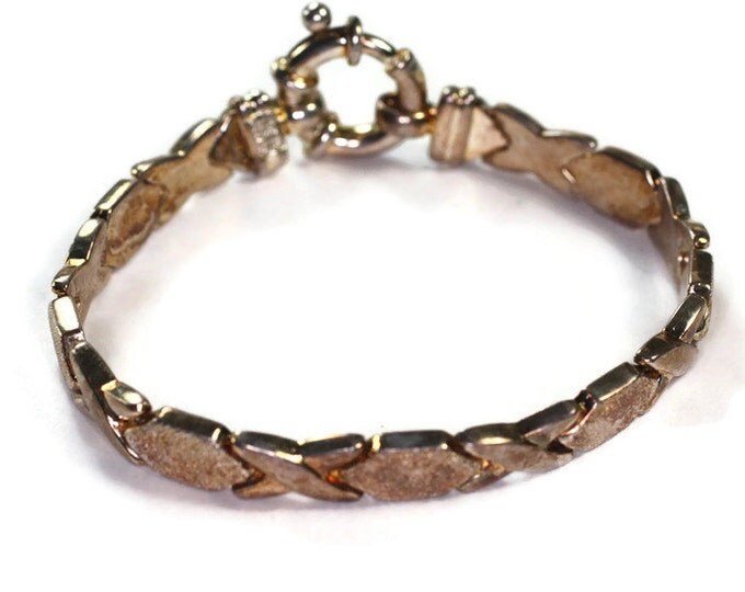 Milor Sterling Bracelet Brushed Vermeil Finish X Links Vintage