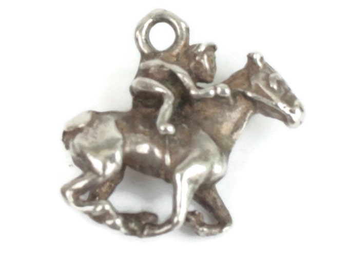 Sterling Horse and Jockey Rider Charm Vintage