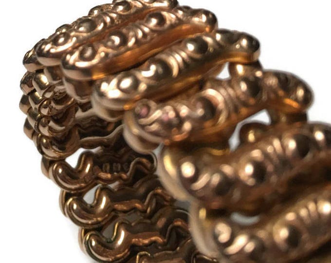 Carmen Expansion Bracelet Gold Tone Repousse Design Vintage