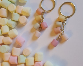 Mini Marshmallows Polymer Clay Keychain