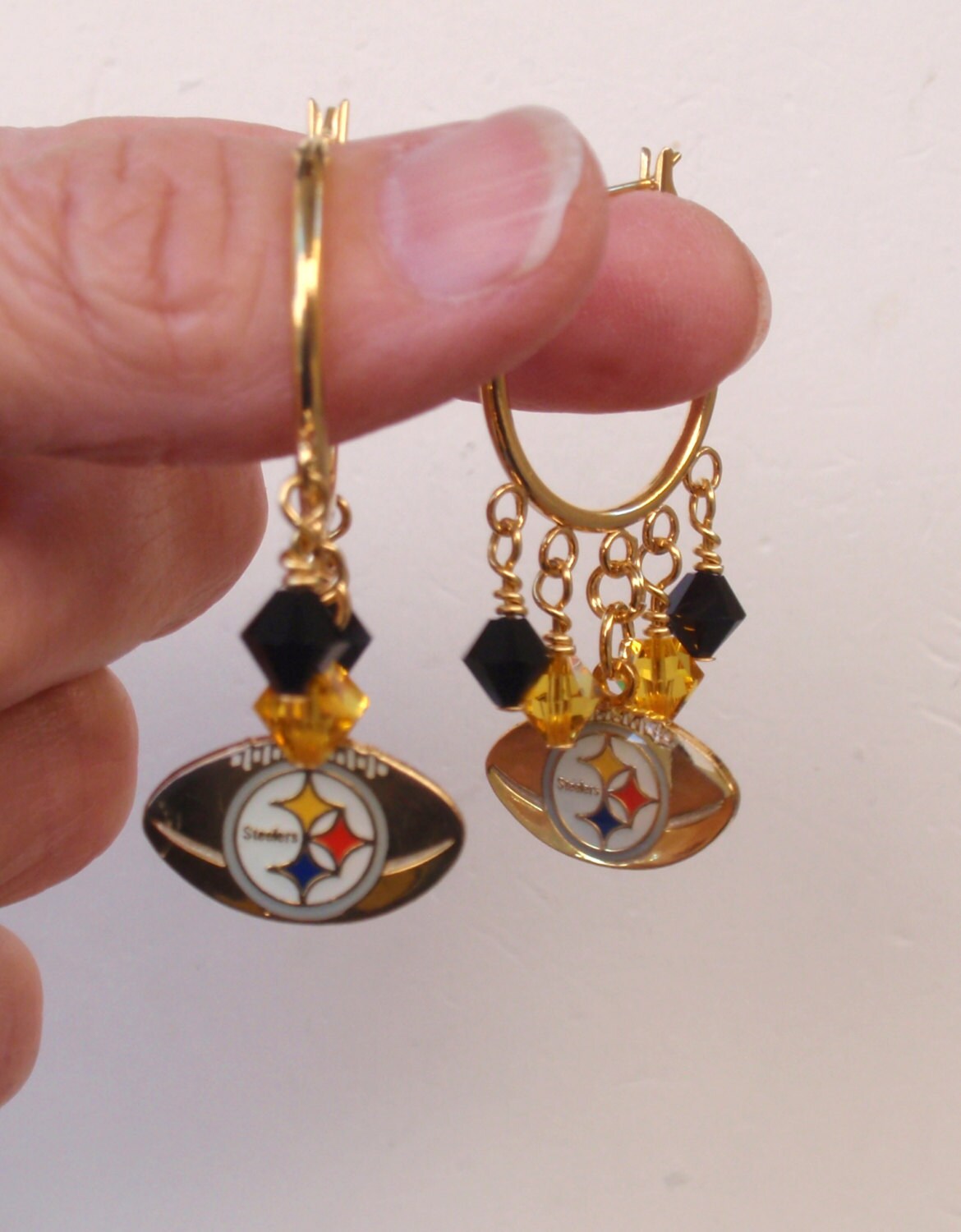 Pittsburgh Steelers Earrings Steelers Jewelry Black and Gold