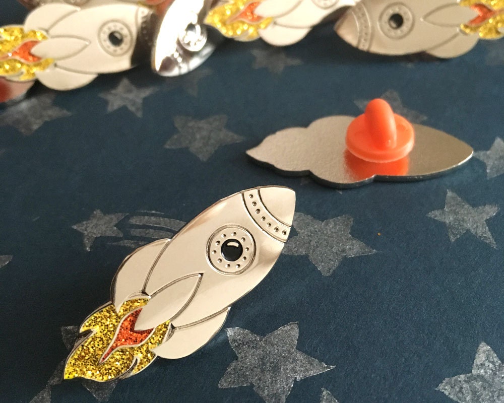 Space Rocket Ship Enamel Pin Space Pins Science Pin Sci Fi 